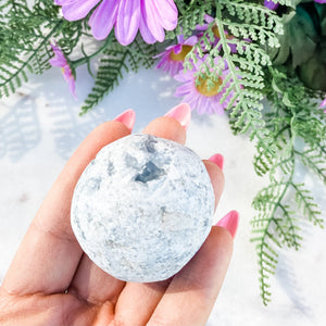 S1670 Celestite crystal geode spherical cluster 4.5cm Australia. Buy celestite crystal australia. gemrox sydney 1