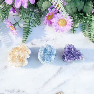 S1672 Celestite crystal mini geode cluster 3cm Australia. Buy celestite crystal australia. gemrox sydney 1