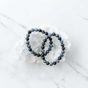 S1154 Snowflake obsidian crystal beaded stone healing bracelet australia. gemrox sydney crystal bracelets australia 1