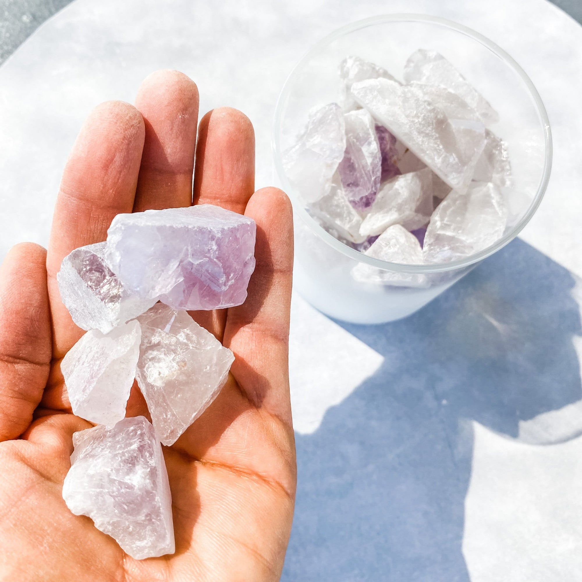 Amethyst crystal raw stone in frosted glass home decor australia