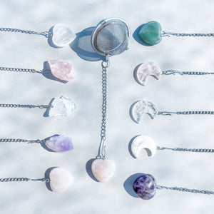 crystal stone moon shaped tea strainer infuser white howlite rose quartz clear quartz australia gemrox