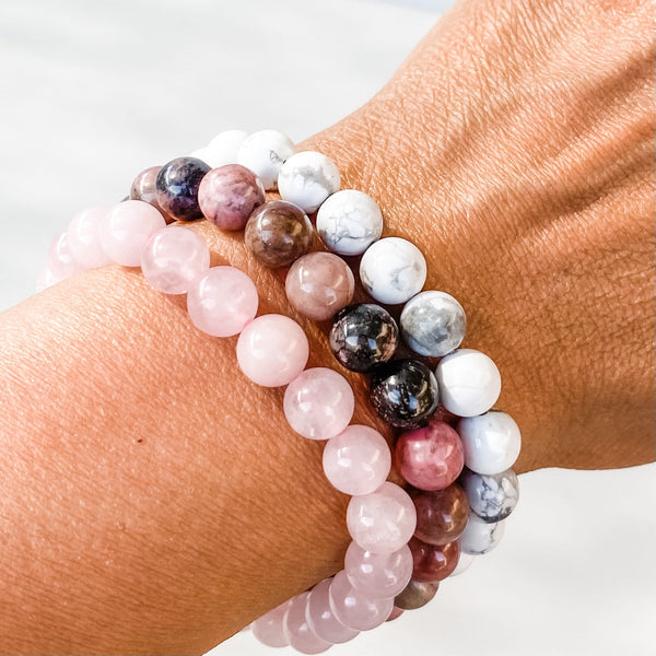 Selenite, Iolite, and Angelite with cheapest crystal beaded bracelet set.