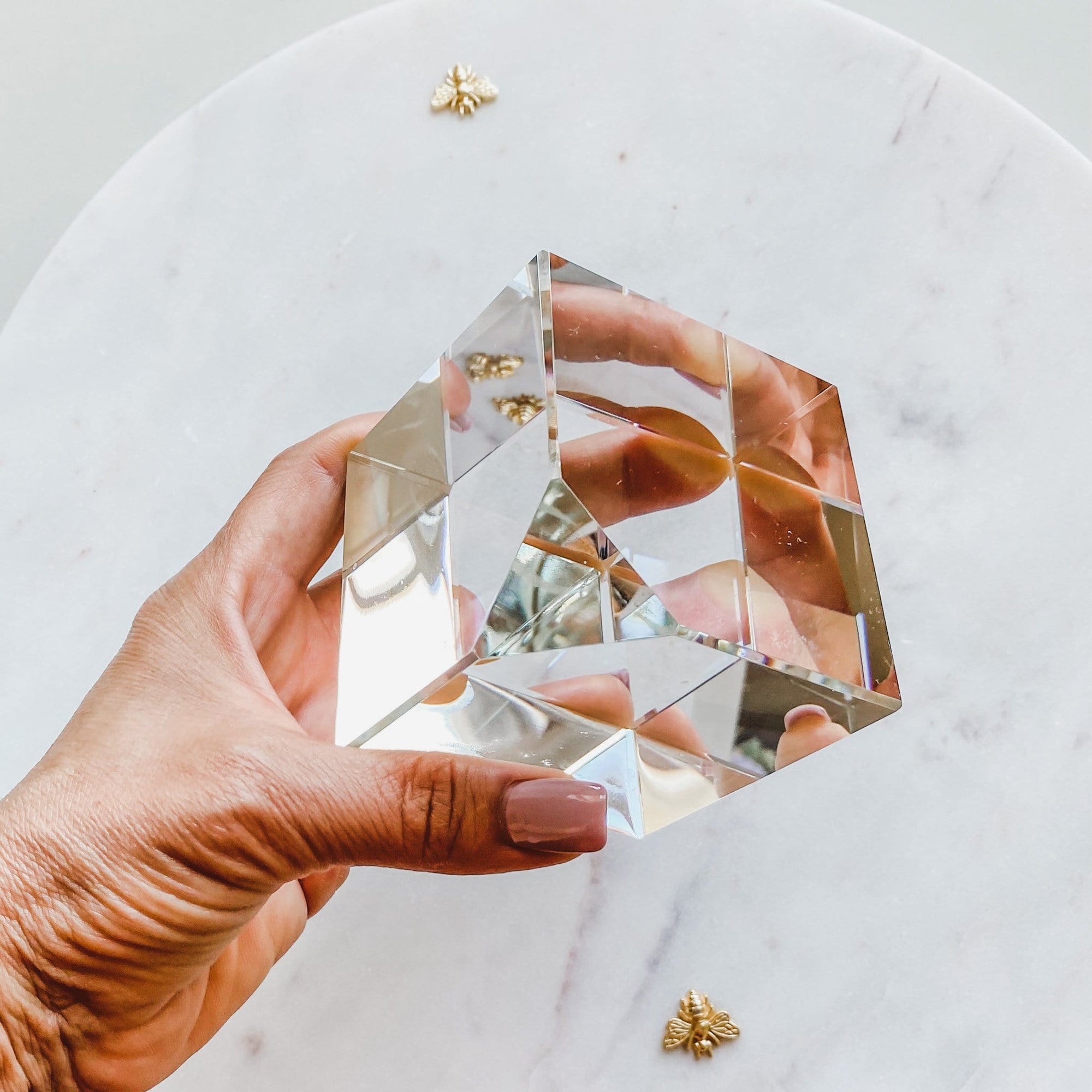 Clear Glass Cube Desk Ornament