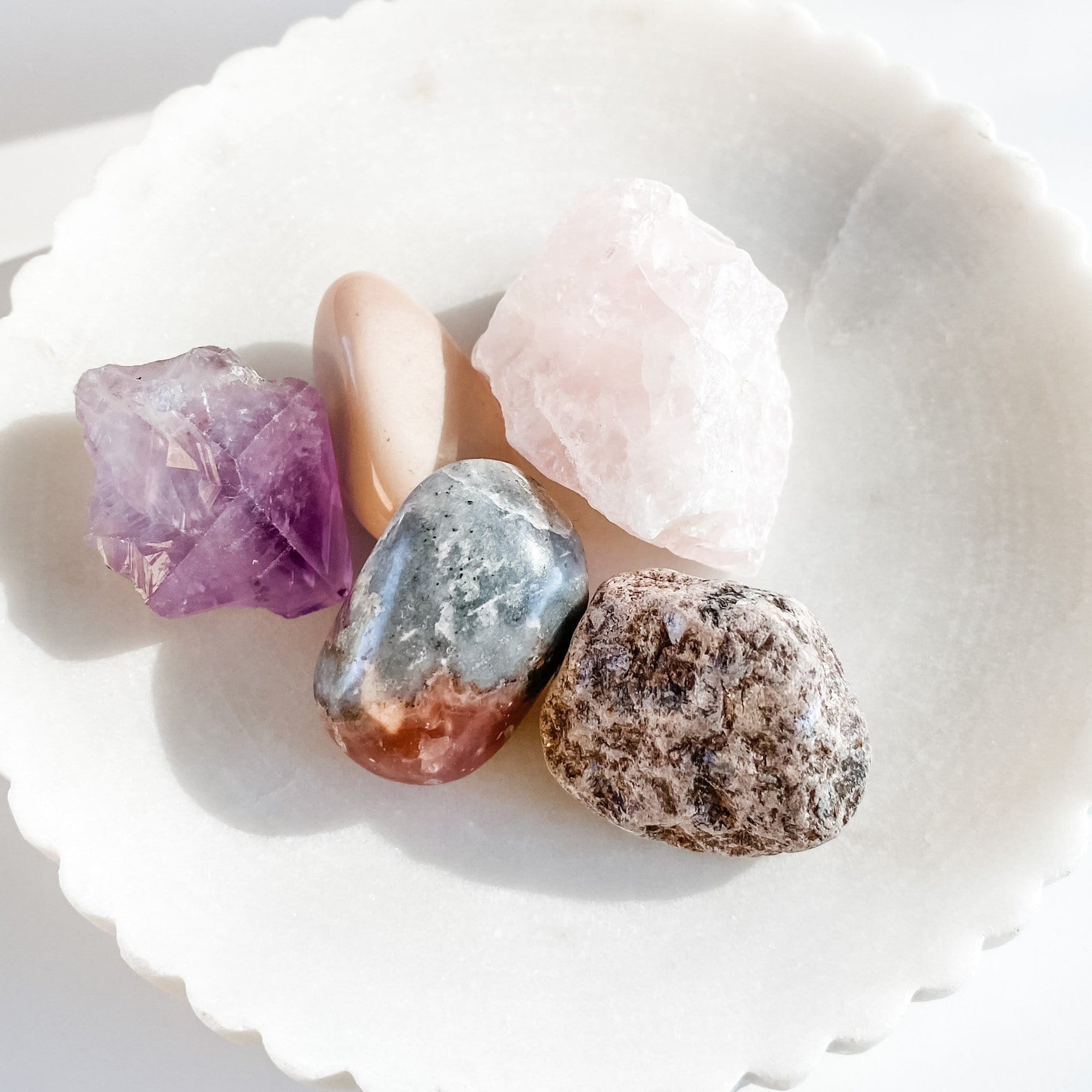 more self love rocks stones rhodonite rhodochrosite moonstone amethyst rose quartz tumbled stone crystal kit australia