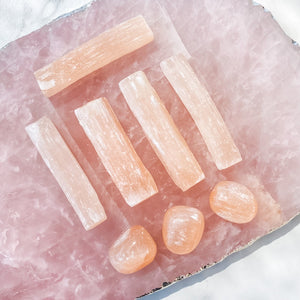 s1476 peach selenite crystal charging cleansing stick 7cm to 10cm australia. buy peach selenite crystal australia.gemrox sydney 1