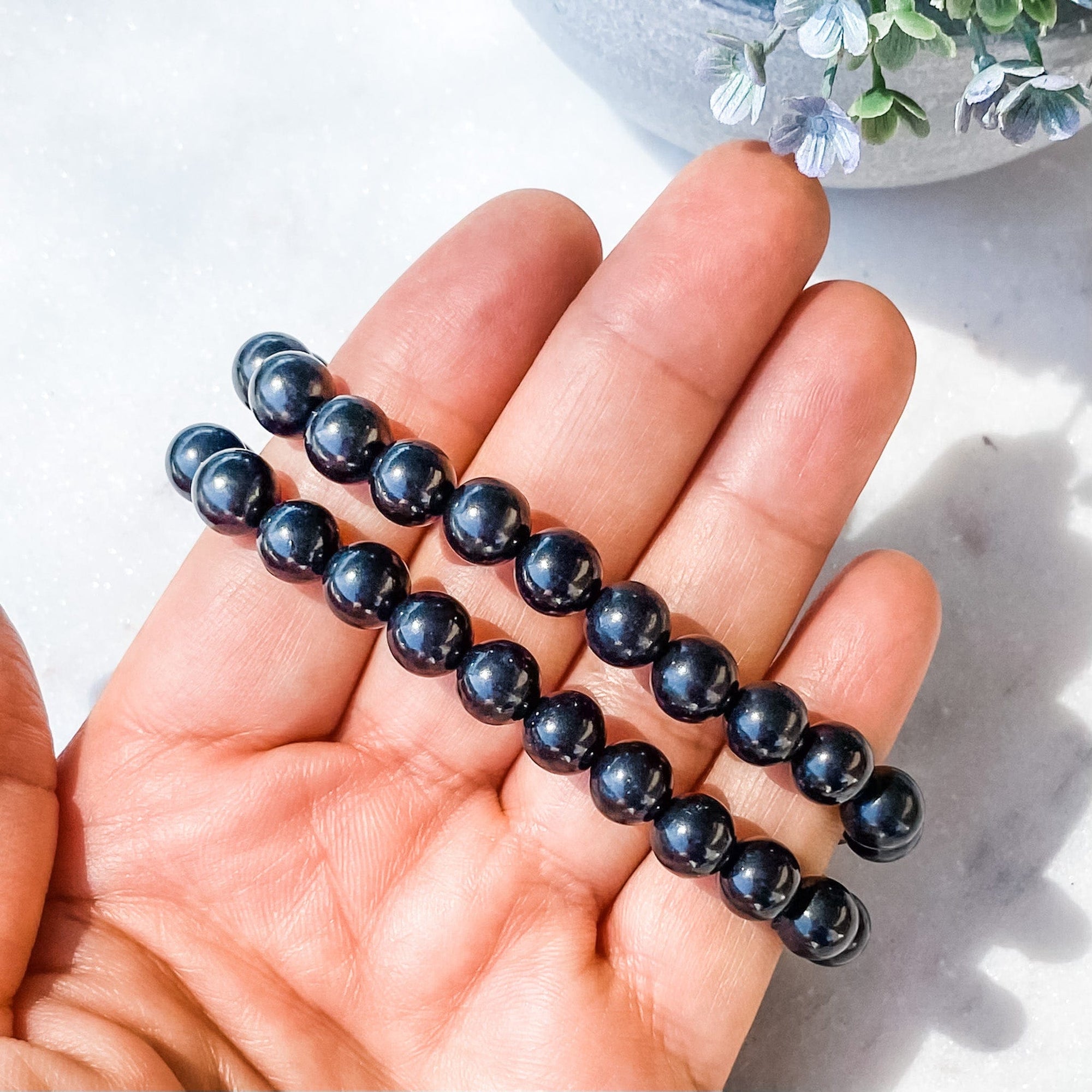 s1517 shungite crystal stone stretch 8mm beaded bracelet australia. shungite emf protection bracelet australia.gemrox sydney 1