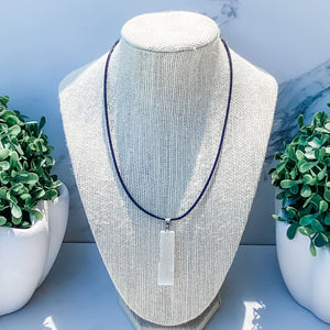 s1561 white selenite crystal raw stone bar pendant necklace silver 45cm australia. selenite crystal jewellery australia. crystal shop sydney gemrox crysals 1