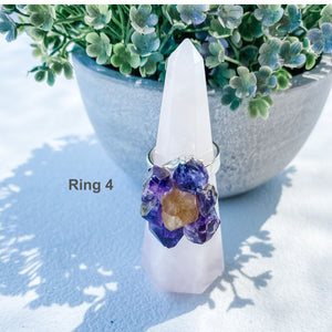 s1642 amethyst and citrine crystal stone adjustable silver metal ring australia. natural crystal and stone rings australia. gemrox sydney 25