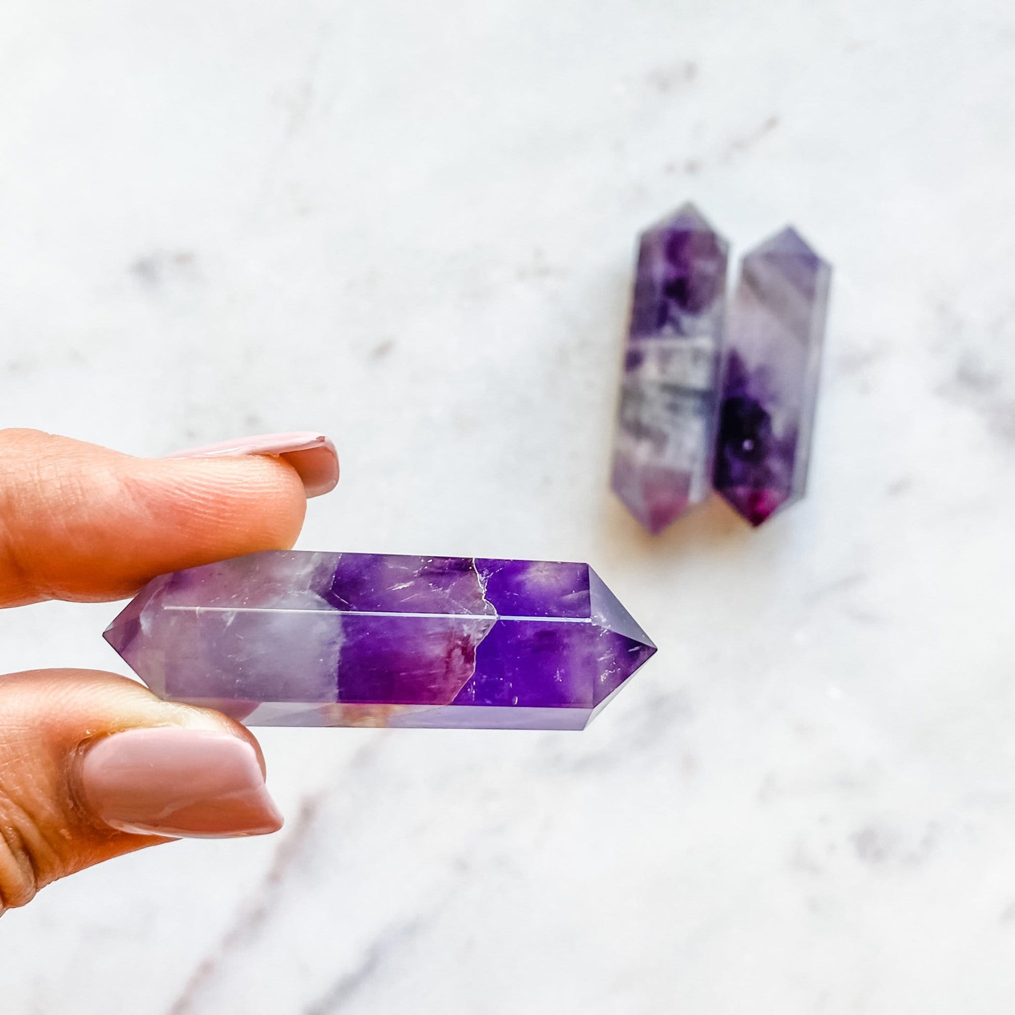 Amethyst crystal double terminated wand