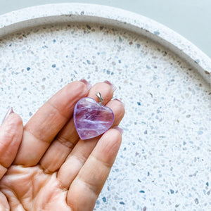 amethyst crystal heart pendant