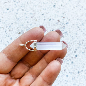 selenite crystal bullet point double terminated pendant australia