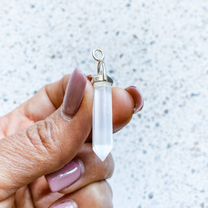 selenite crystal bullet point double terminated pendant australia