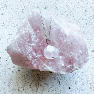 rose quartz crystal polished faceted stone pendant necklace choker australia