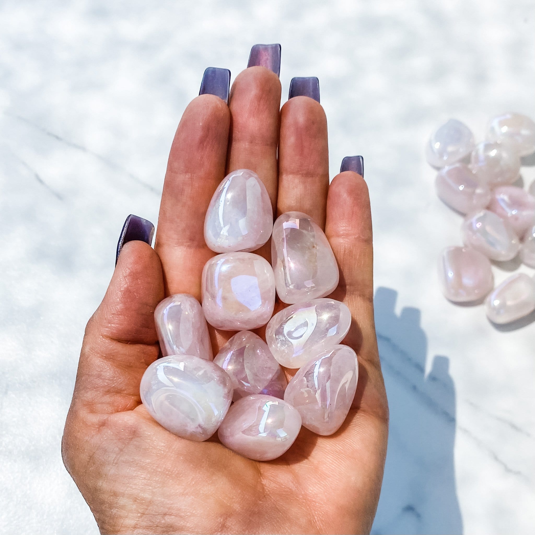 Rose Quartz Aura Tumbled Stone - GemRox